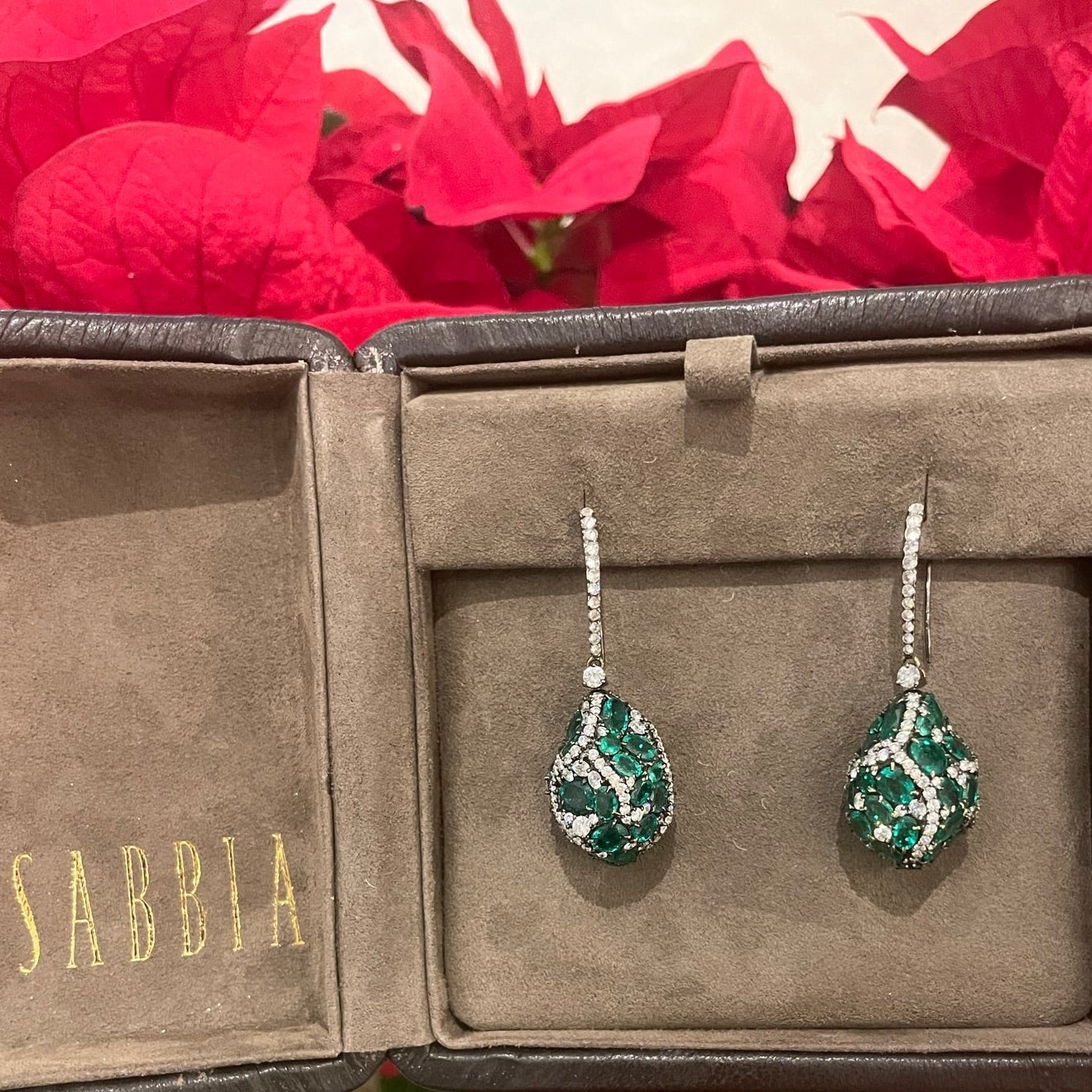 Emerald and Diamond Orb Earrings