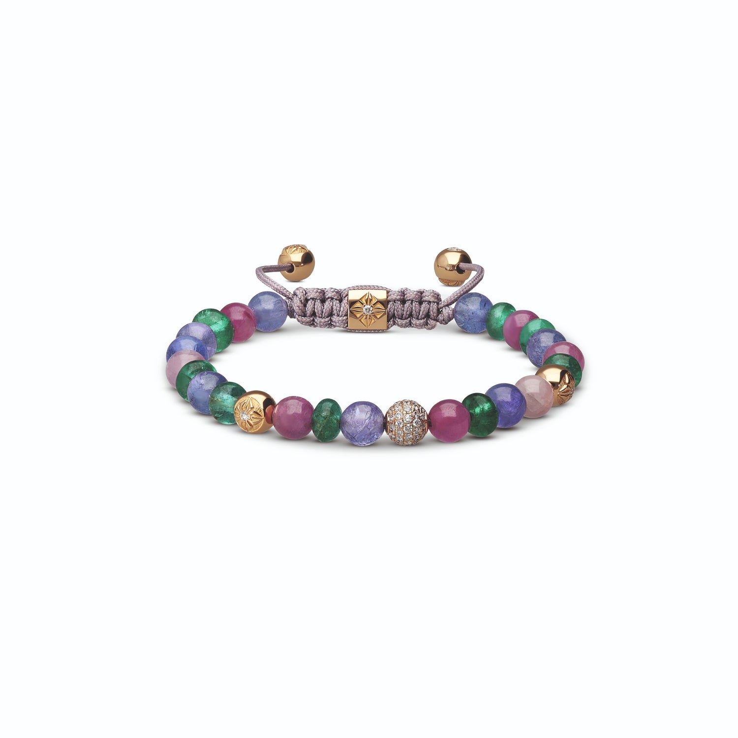 Shamballa Zambian Emerald with pinks and purples - 8mm unbraided