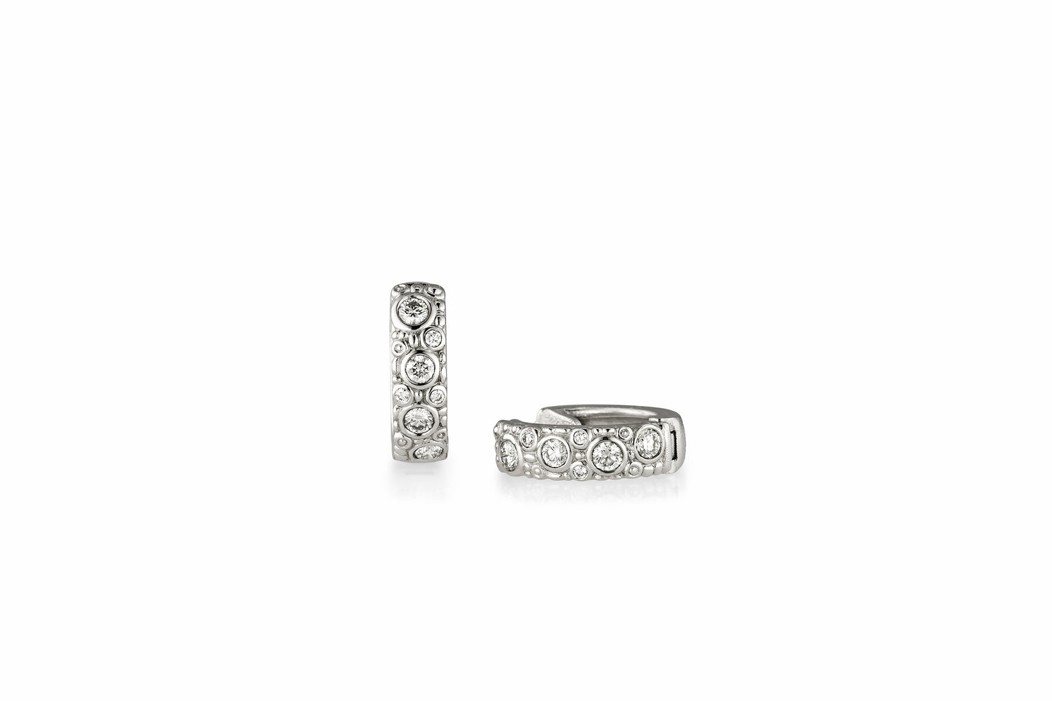 Oval Hoop Earrings in Platinum with Diamonds