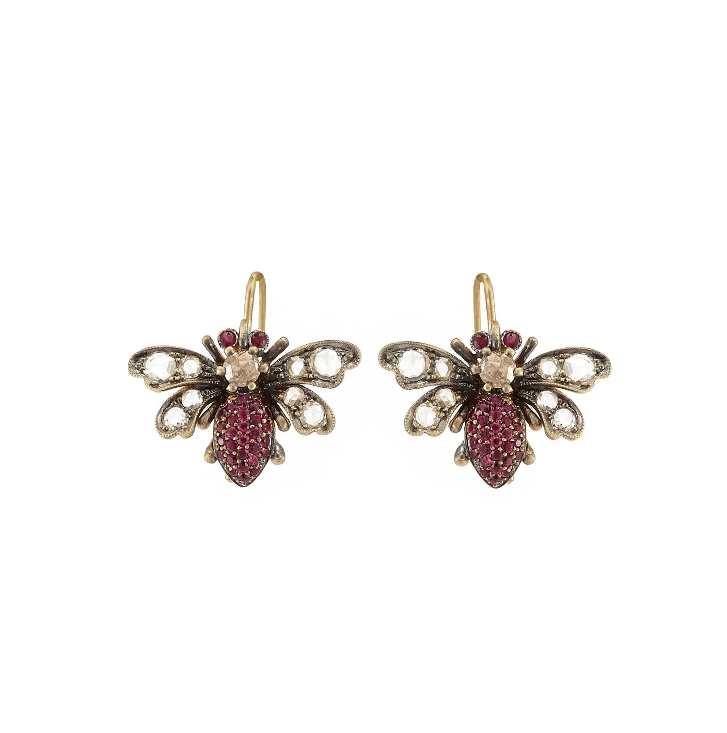 Bee Earrings with Rubies