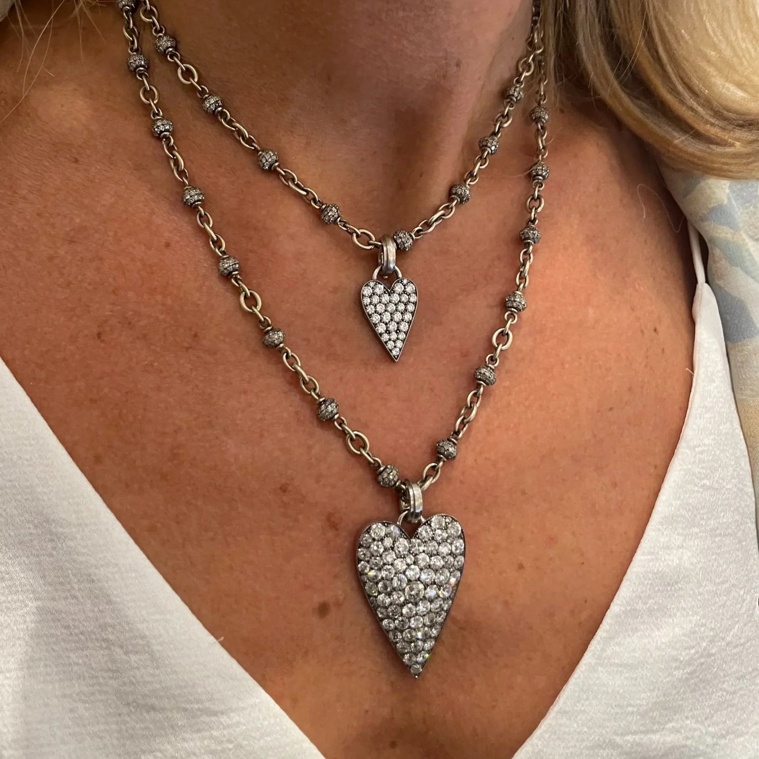 Large Old European Diamond Heart Pendant