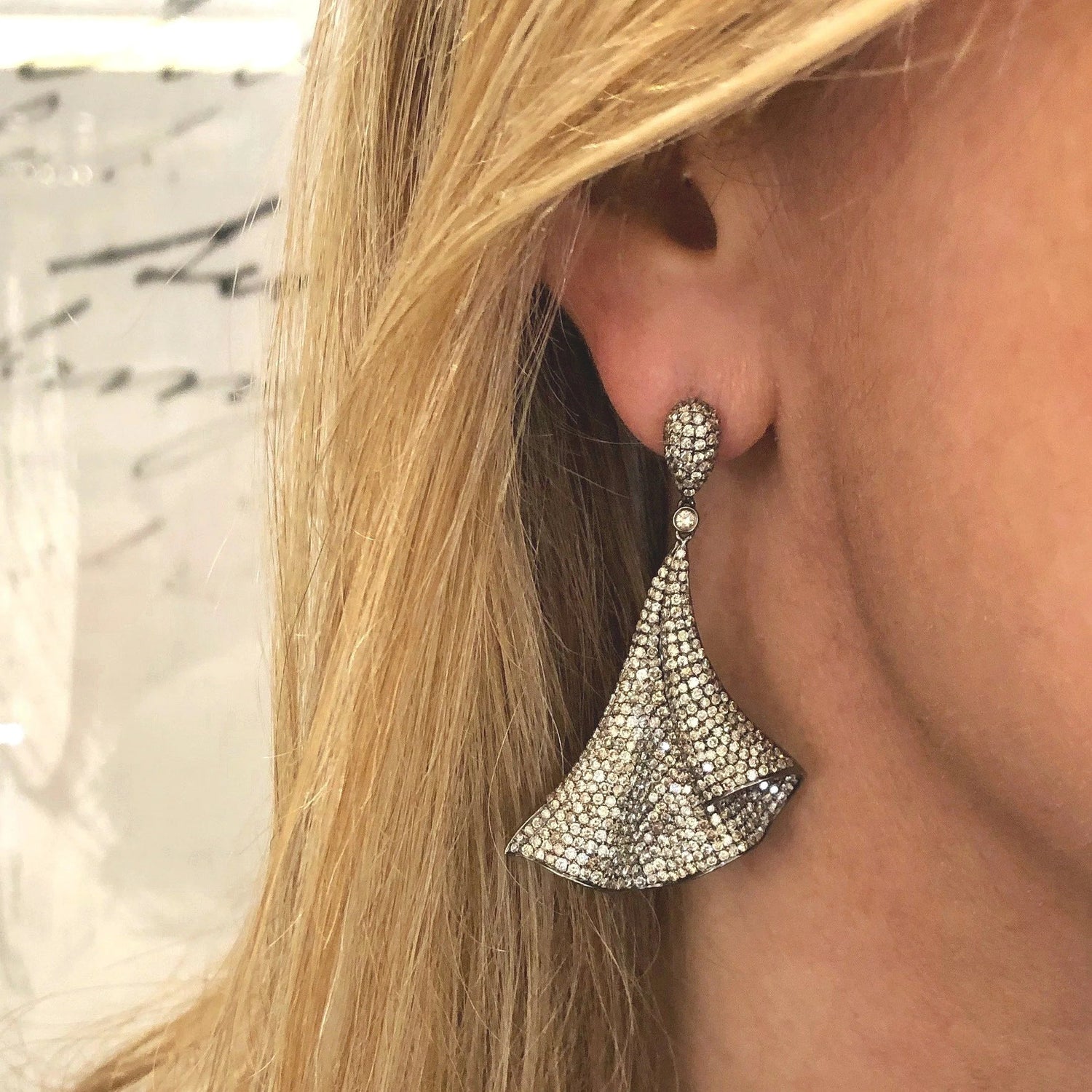 Champagne Diamond Fan Earrings