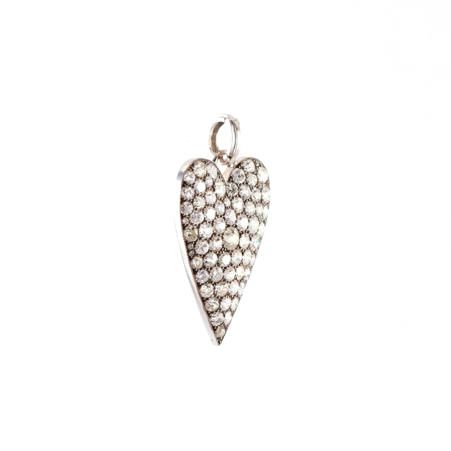 Large Old European Diamond Heart Pendant