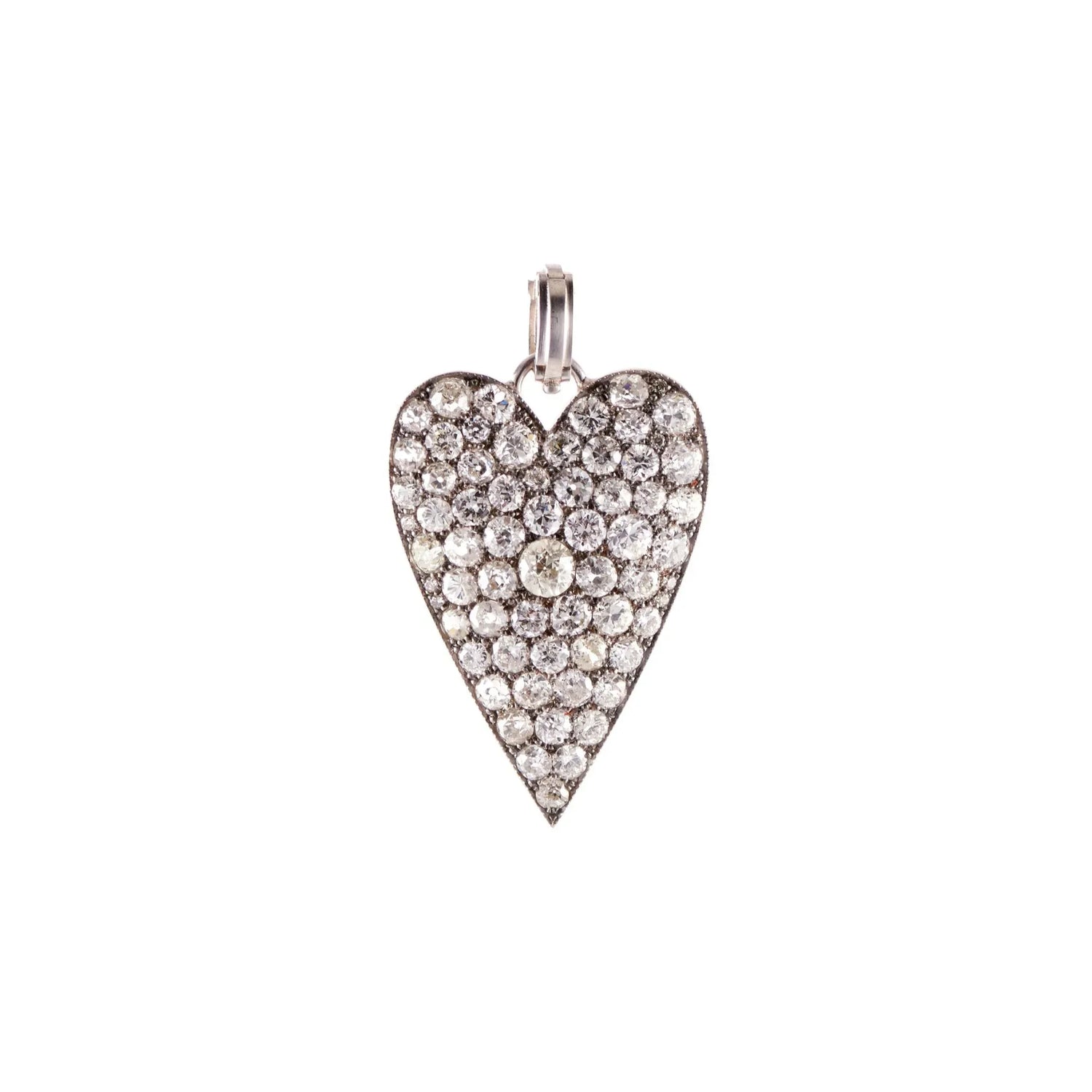 Large Old European Diamond Heart Pendant