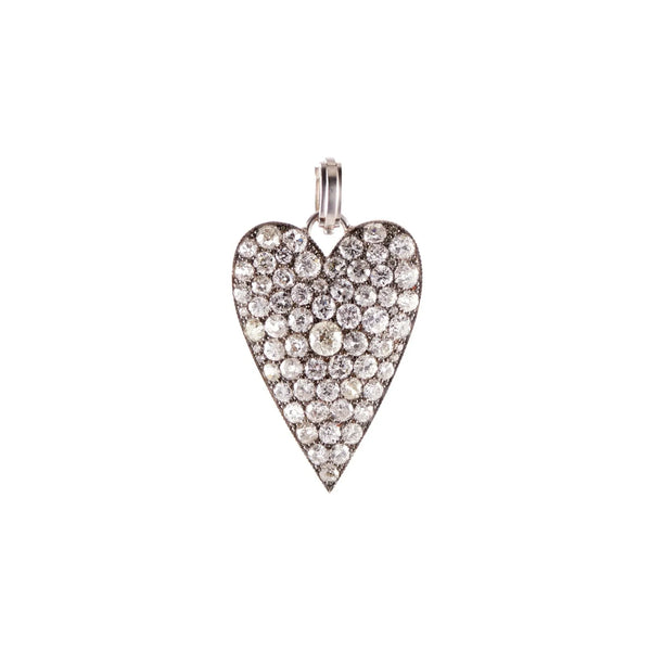 Large Old European Diamond Heart Pendant