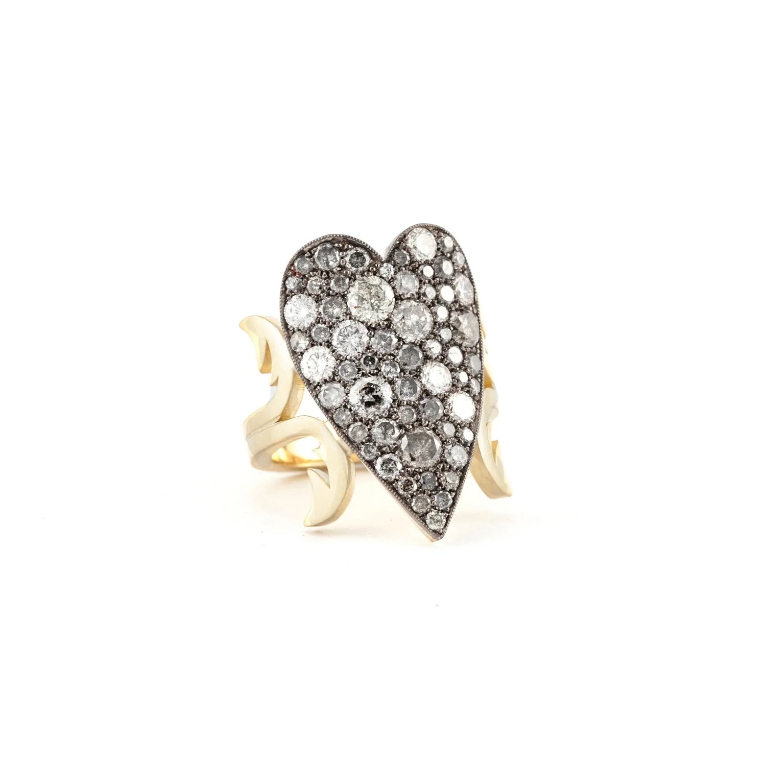 Grey Diamond Heart Ten Table Ring