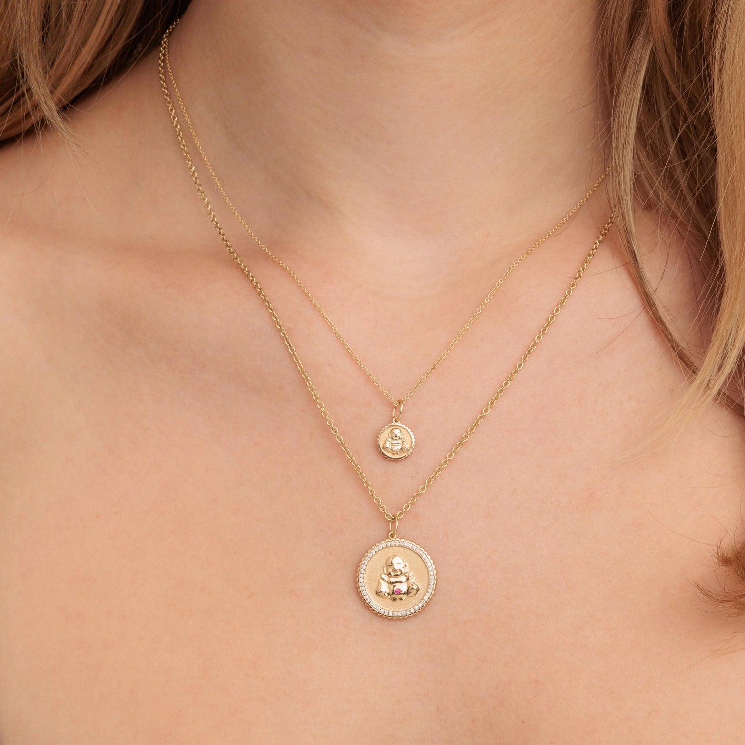 Tiny Sitting Buddha Coin Necklace