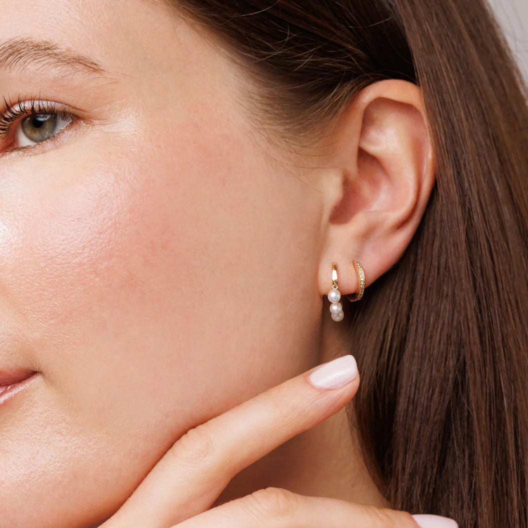 Pearl Drop Huggie Hoops