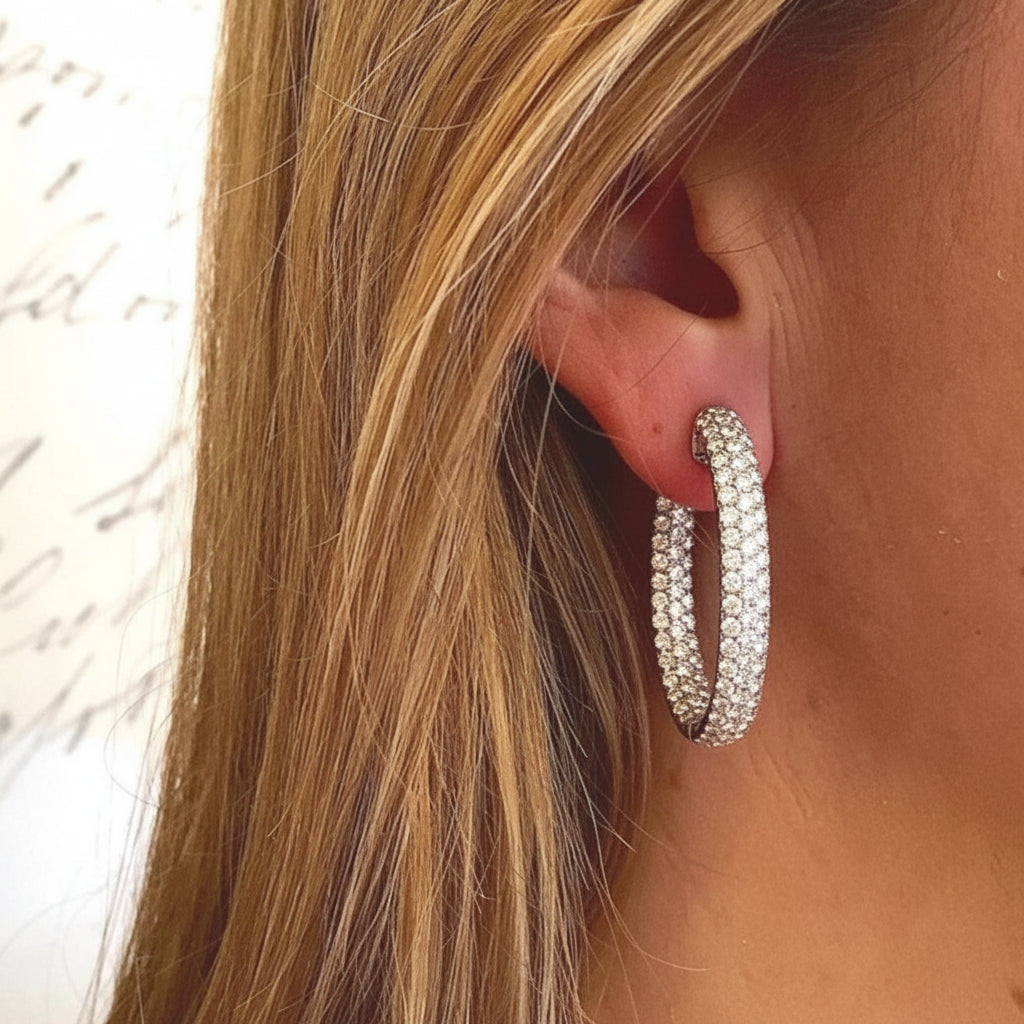 Oval Diamond Hoops