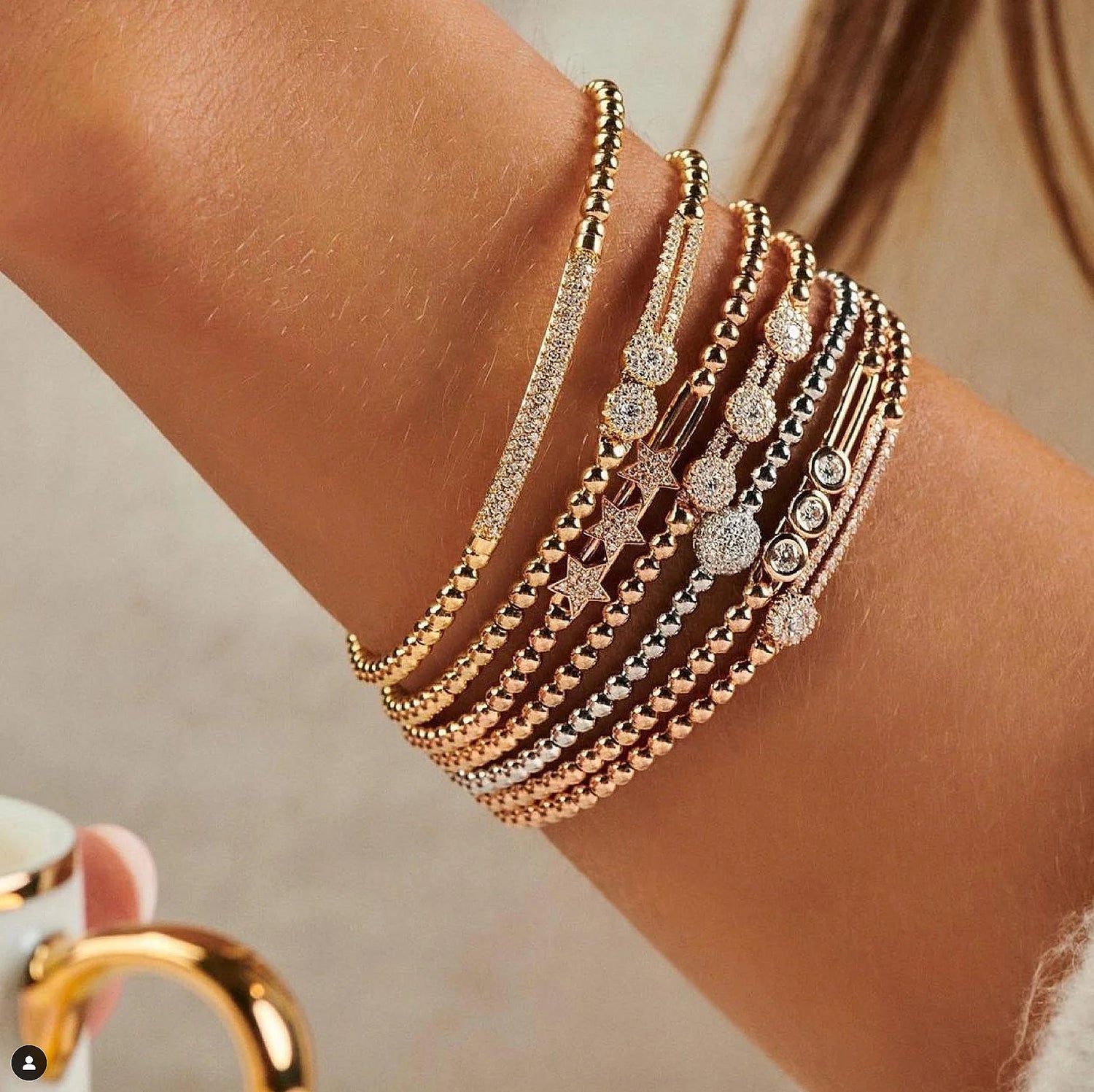 Three Star Bracelet in white gold