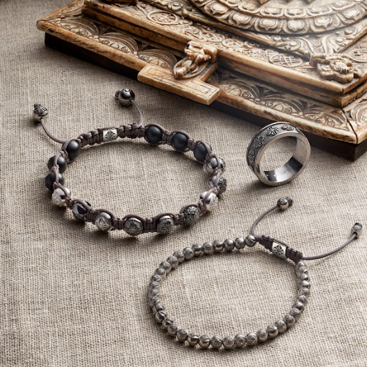 Star of Shamballa Ring in Black Gold