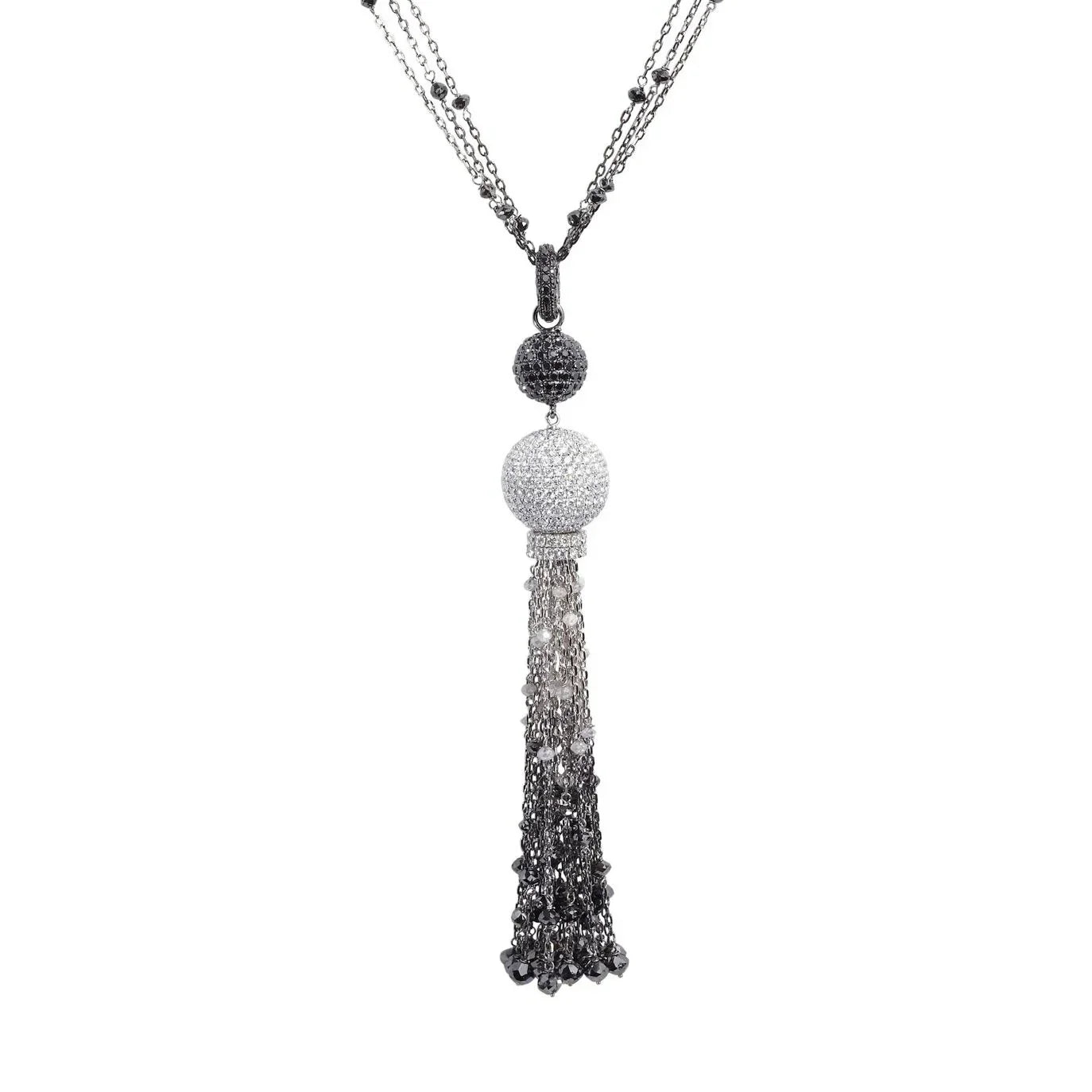 Black and White Diamond Spheres Pendant