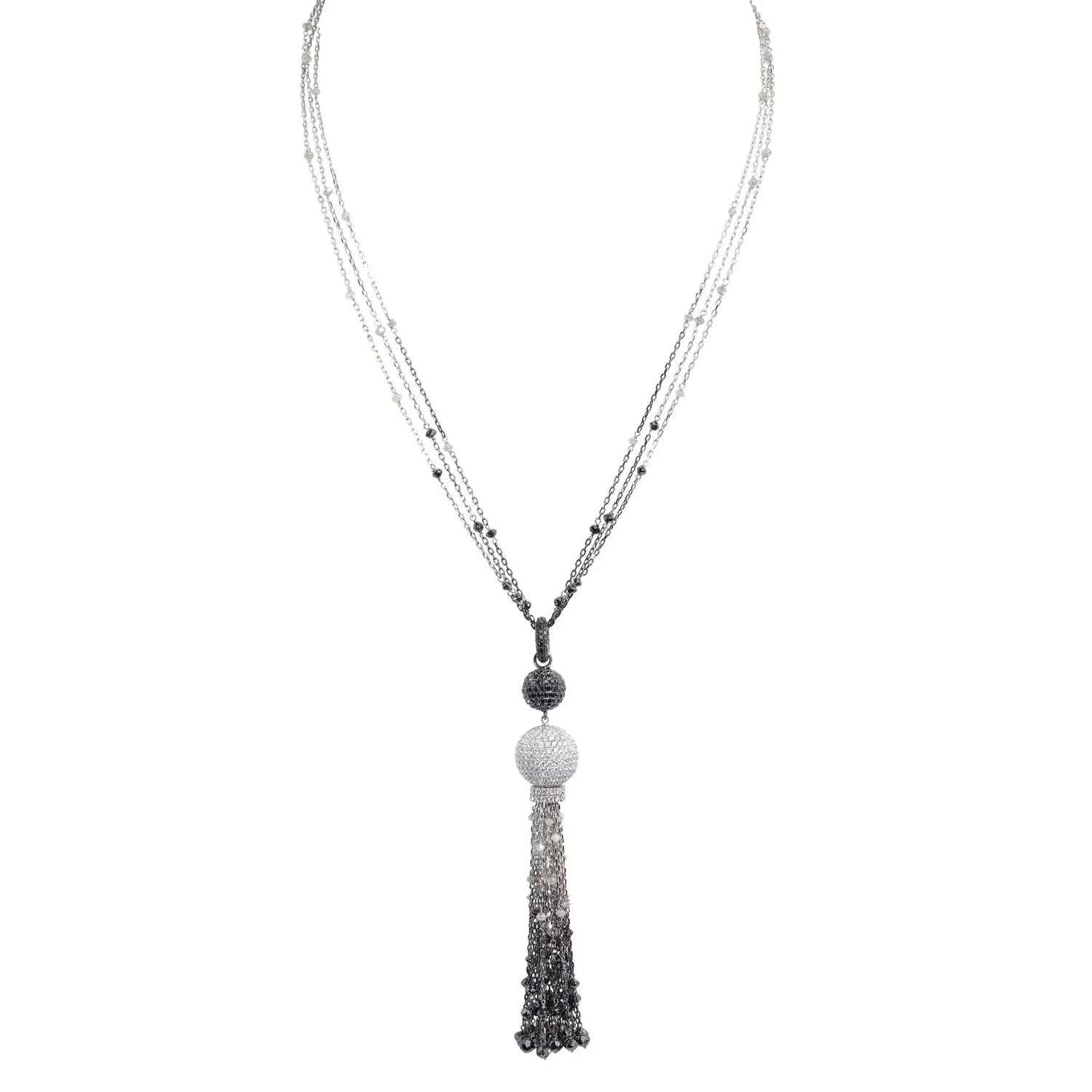 Black and White Diamond Spheres Pendant