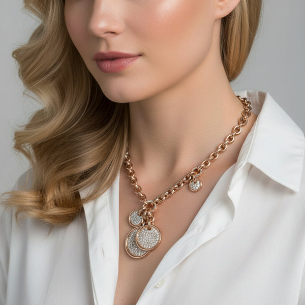 Three Discs Necklace in 18K rose gold