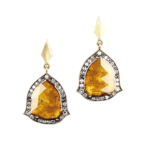 Yellow Diamond Slice Earrings