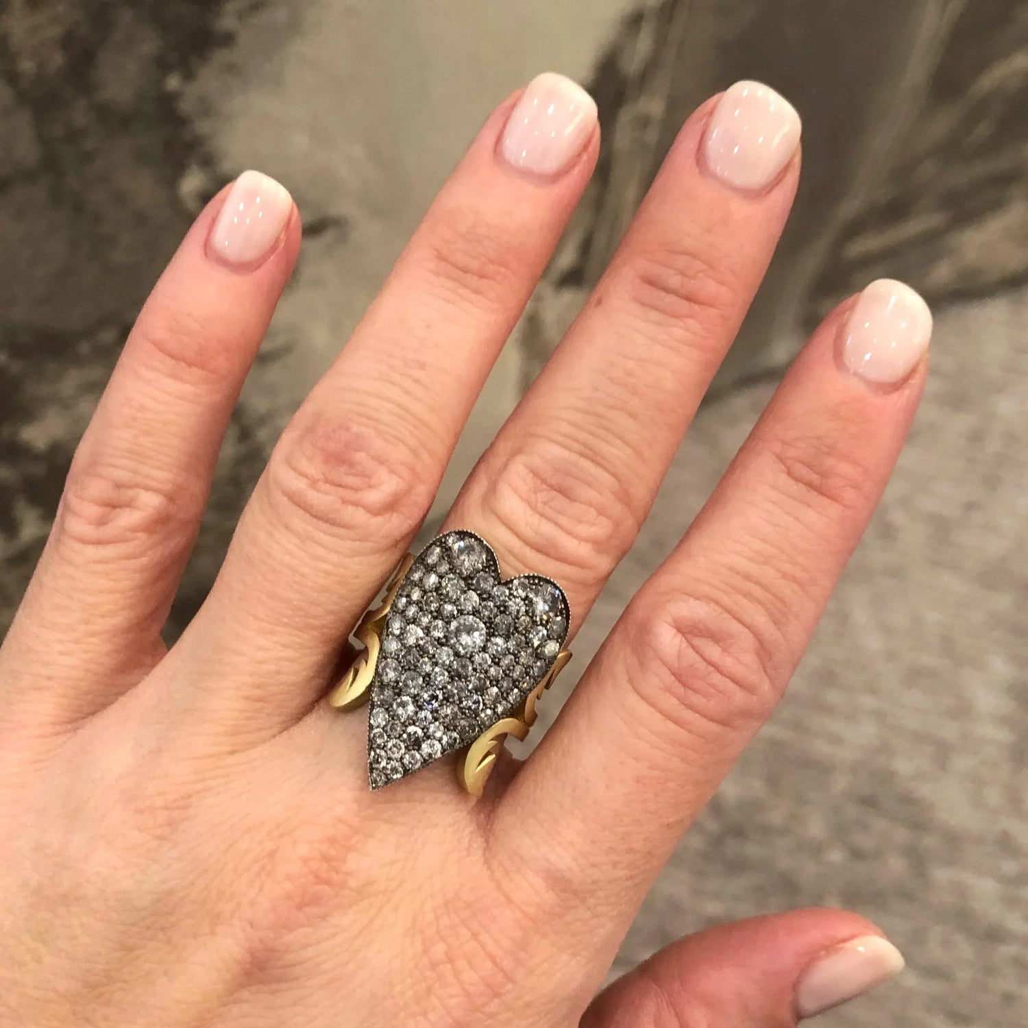 Grey Diamond Heart Ten Table Ring