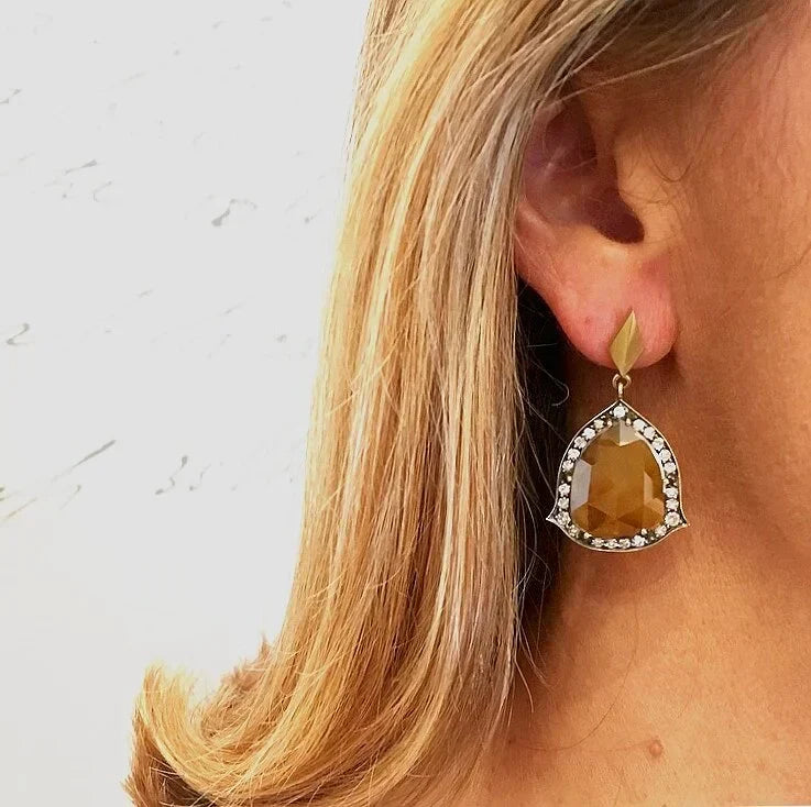 Yellow Diamond Slice Earrings